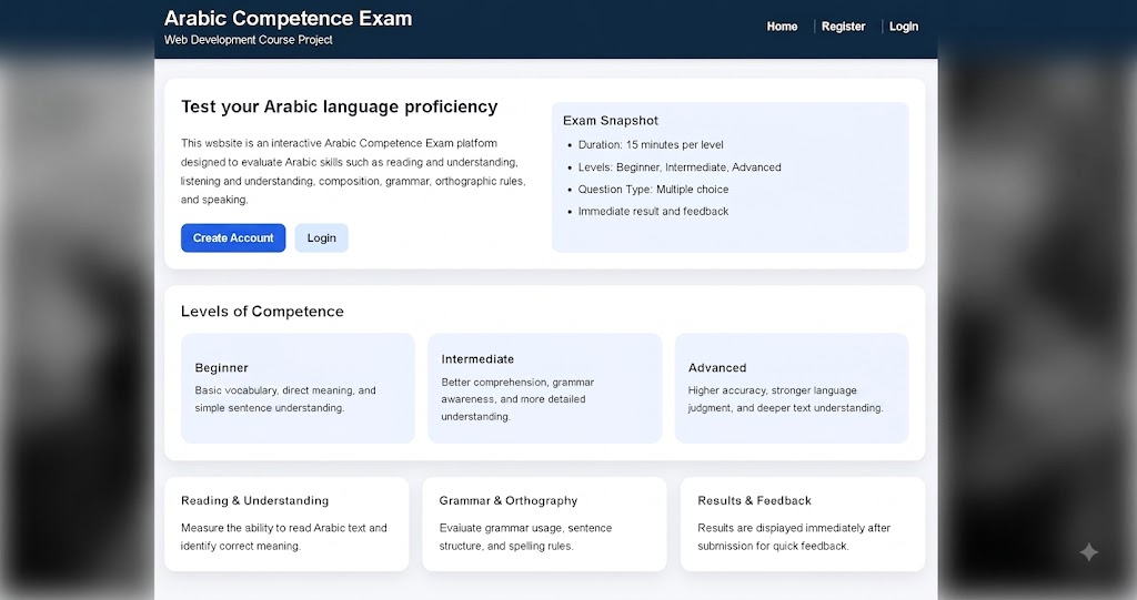 Arabic Competence Exam Platform